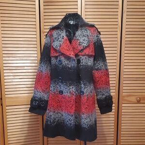 Papillon Blanc Red and Black Trench Coat